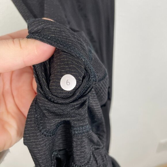 Lululemon Swiftly Tie Waist Black Scoop Neck Ruffle Racerback Tank Top Size: 6 - Picture 8 of 8